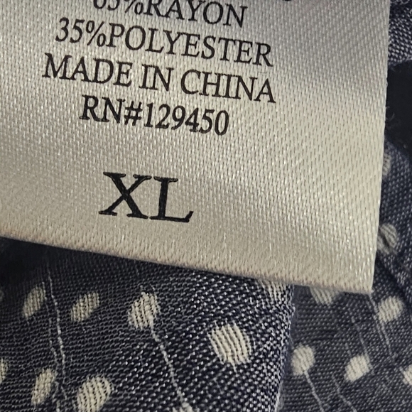 Como Black Pin Tuck Blouse Woman's Light Navy and White XL - Picture 5 of 5